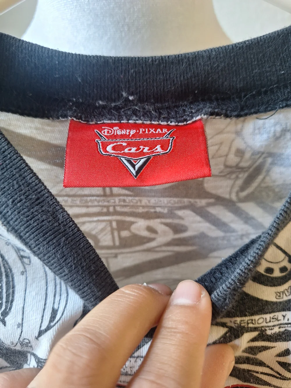 Disney Cars Lightning McQueen Black & White Tee with Red Graphic